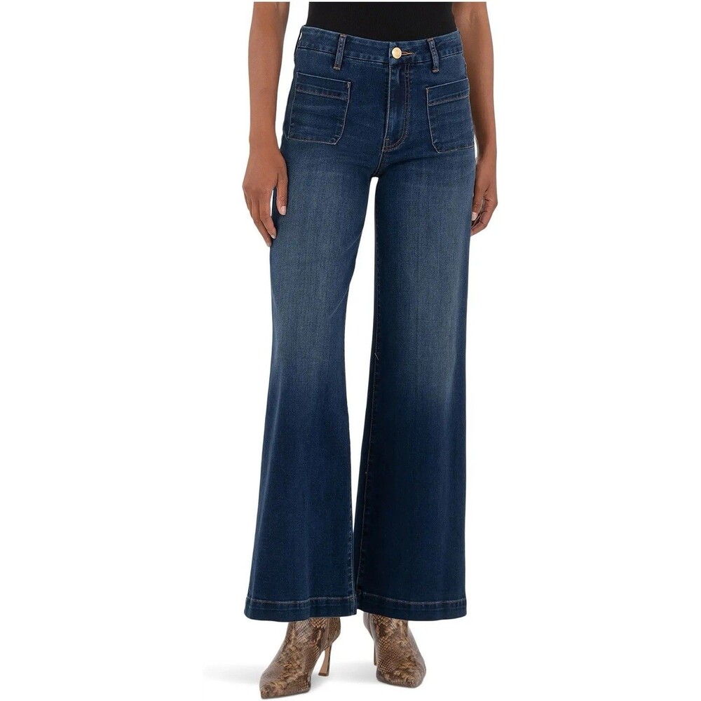 KUT from the Kloth Meg Jeans Women 2 Blue High Rise Wide Leg Culottes Denim